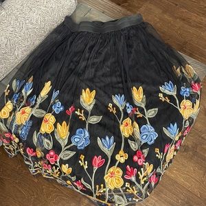 Black floral skirt